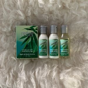 New BBW Rainkissed Leaves Travel Size Hair Care Set